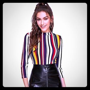 Striped Turtleneck Blouse